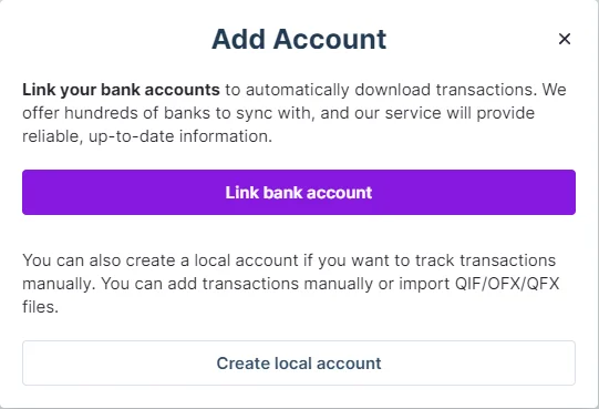 Add account dialog